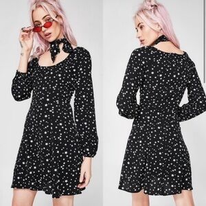 Valfre Black Star Print Dress Size Medium